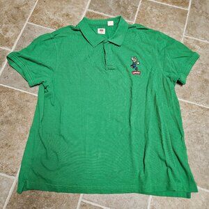 Levis Super Mario Bros Luigi Embroidered Polo Shirt Mens XXL Green Short Sleeve